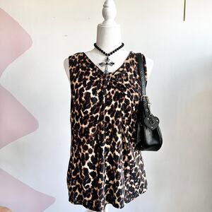 Leopard Front Twist Tank‎ Top,  Y2K, Animal Print, Retro, Large, Edgy Casual